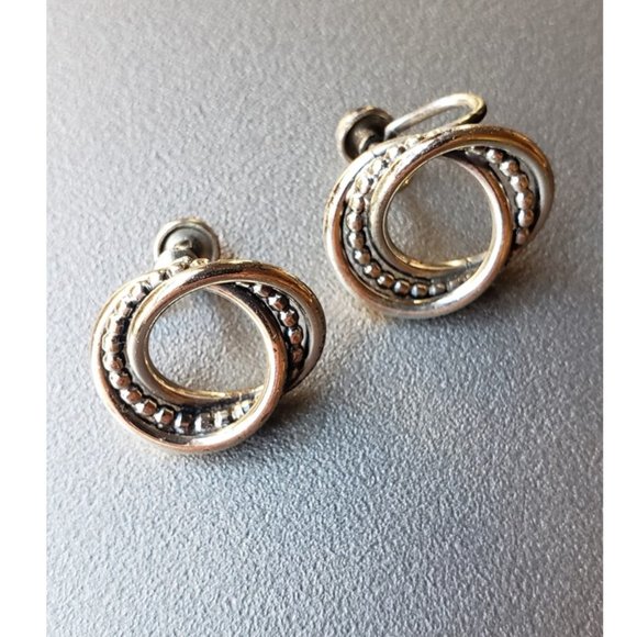 Vintage '50's Beau Sterling Silver Earrings - Picture 1 of 8